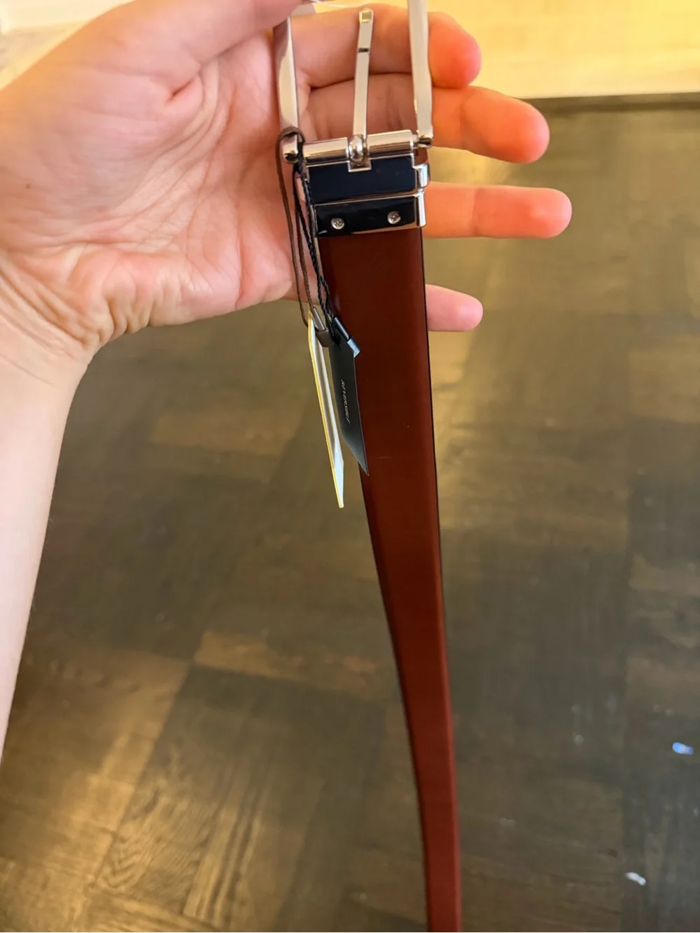 Banana Republic Reversible Brown/Black Leather Dress Belt with Silver Buckle